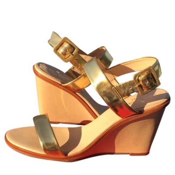 kate spade Shoes - Kate Spade NICE Mirror Gold Wedge 7